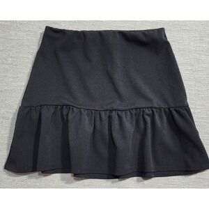 Saints 21 Womens Black Ruffle Hem Mini Skirt Elastic Waist Size M